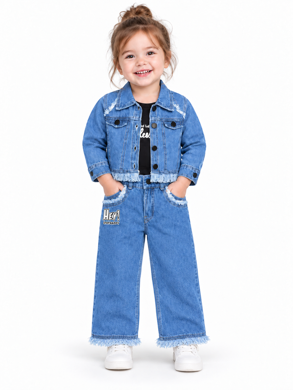 Girls Western Denim Co-ord Set