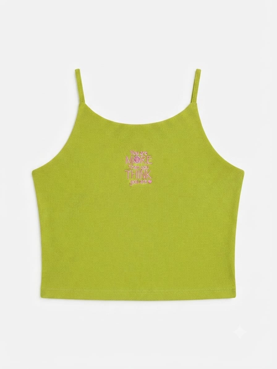 Lime Green Ribbed Girls Camisole Top
