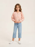 Peach Printed Puff Sleeve Girls Top