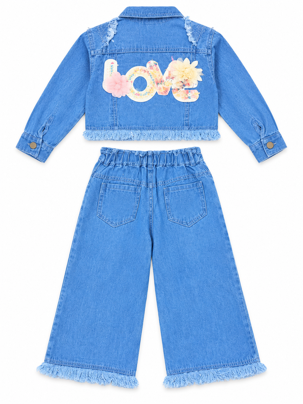 Girls Western Denim Co-ord Set
