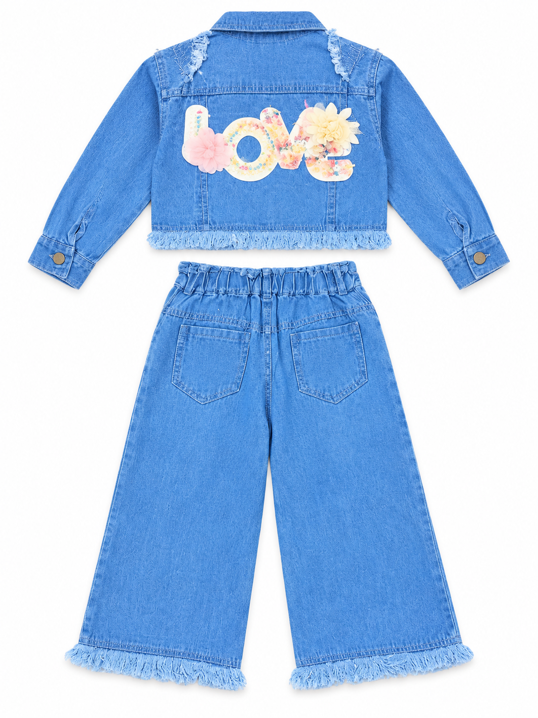 Girls Western Denim Co-ord Set