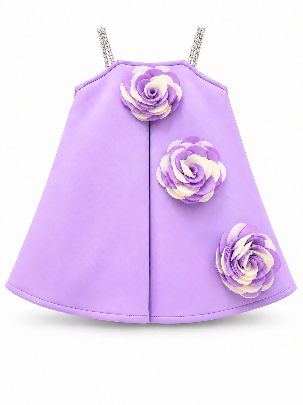Lilac Floral Appliqué Party Frock for Girls