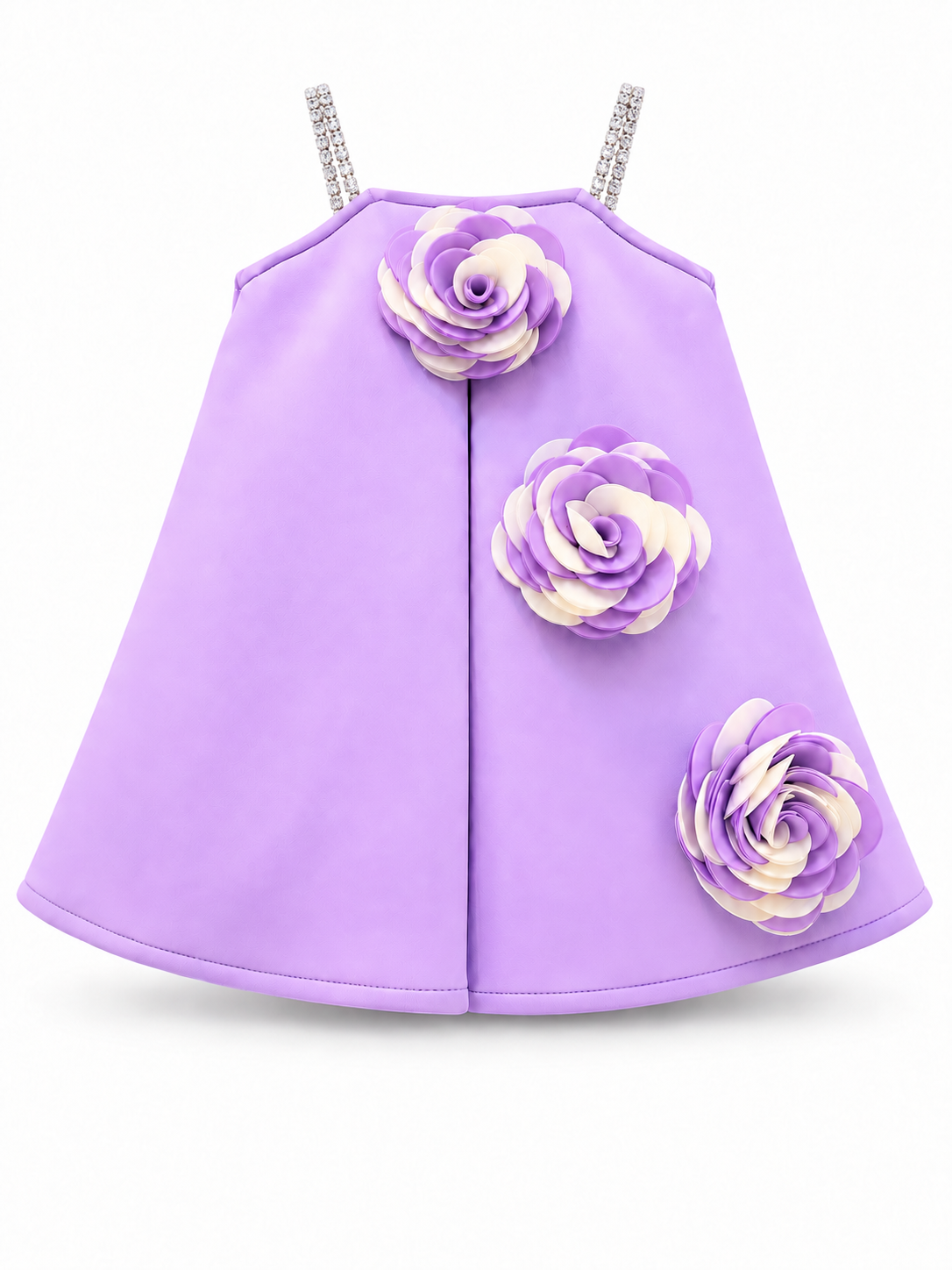 Lilac Floral Appliqué Party Frock for Girls