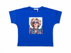 Royal Blue Graphic Print Girls T-Shirt