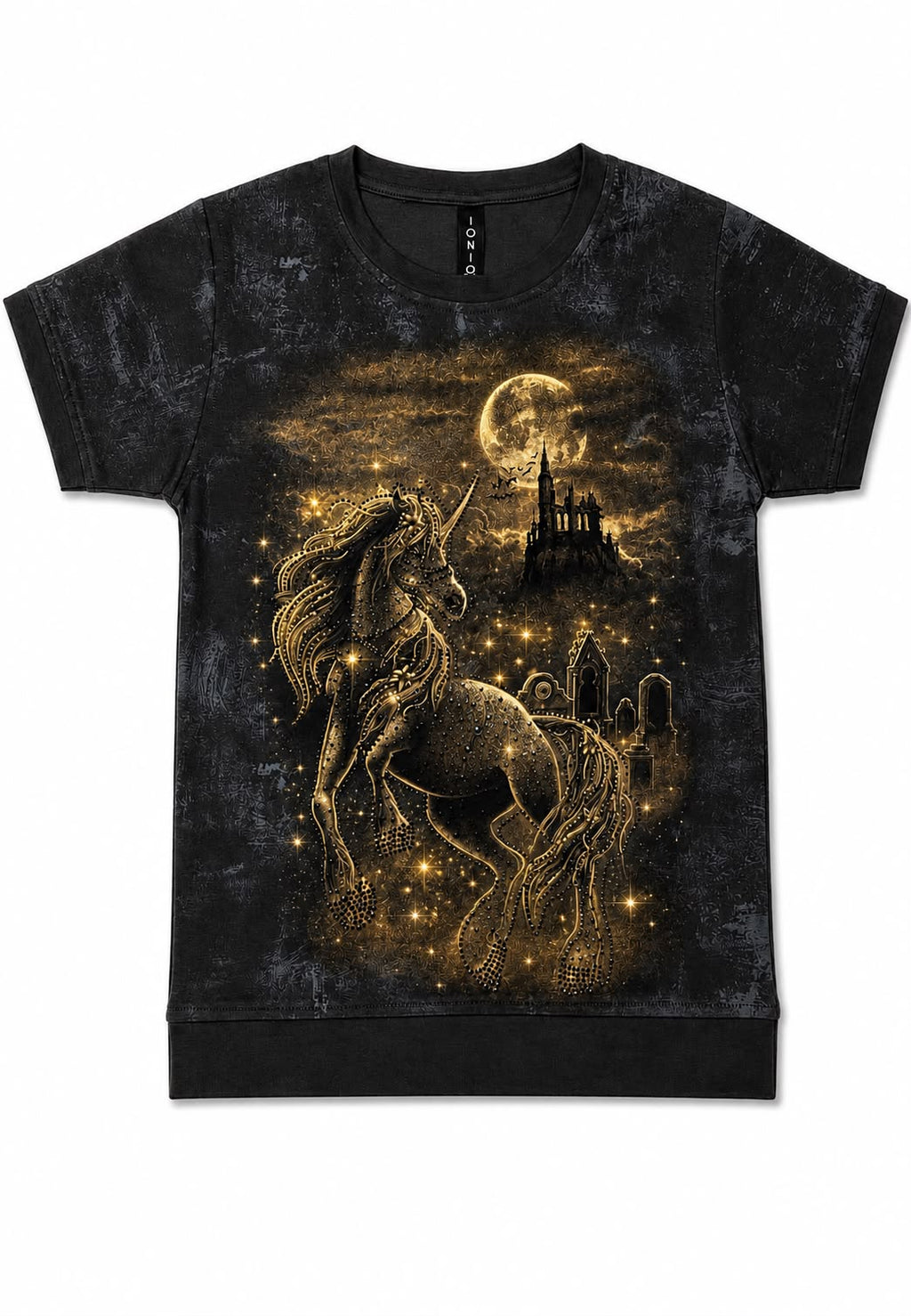 Boys Charcoal Gray Unicorn Graphic Half Sleeve T-Shirt