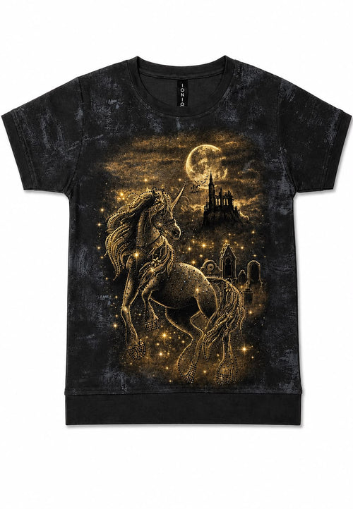Boys Charcoal Gray Unicorn Graphic Half Sleeve T-Shirt