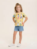 Yellow Printed Girls T-Shirt
