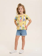 Yellow Printed Girls T-Shirt