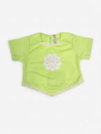 Lime Green Floral Appliqué Girls Top