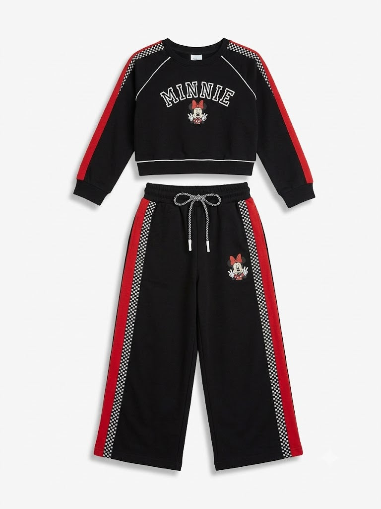 Girls Black & Red Minnie Mouse Tracksuit Set