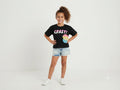 Black "CRAZY!" Girls T-Shirt with Mini Cap Pouch