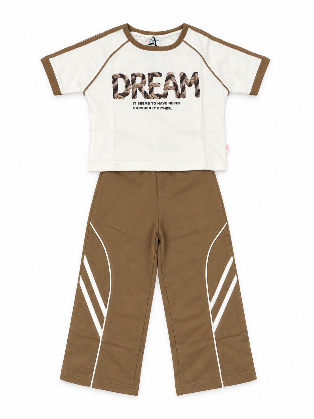 Girls Trendy Graphic Tee and Cargo Pants Co-Ord Set