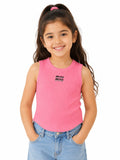 Pink Ribbed Sleeveless Girls Knit Top